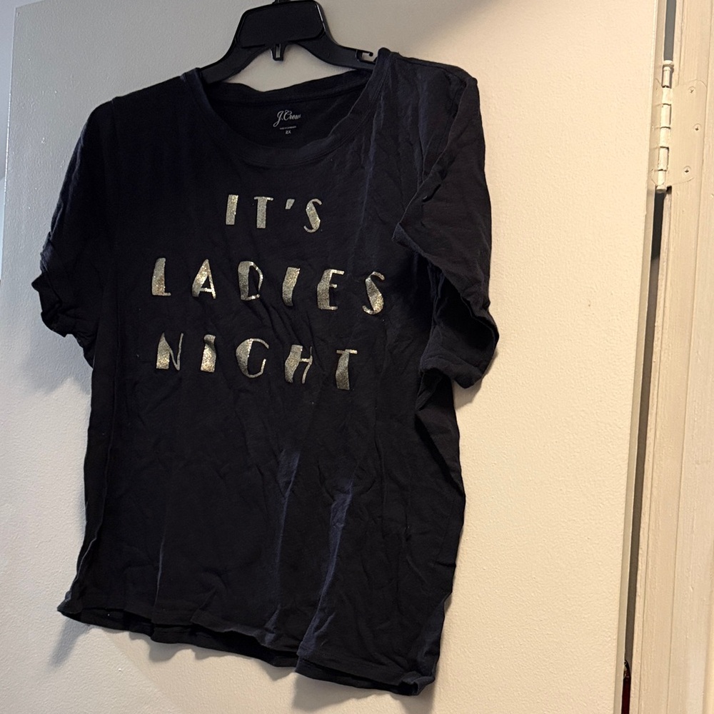 J. Crew Black Top with White Logo